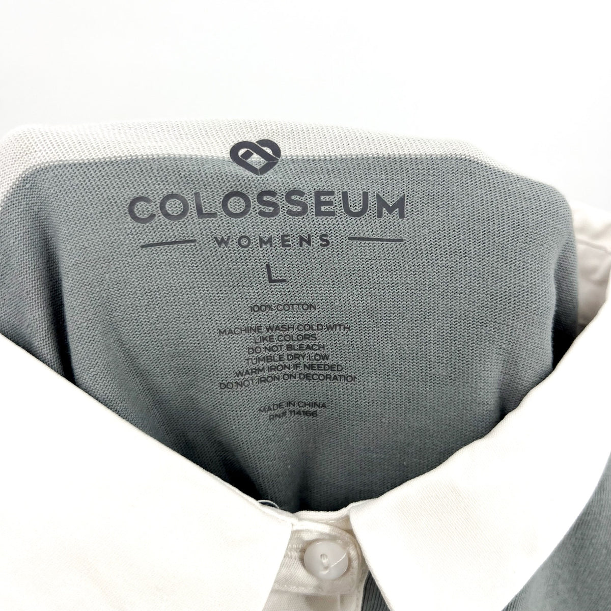 COLOSSEUM Womens World Peace Rugby Shirt Large Grey White Sam Houston NWT