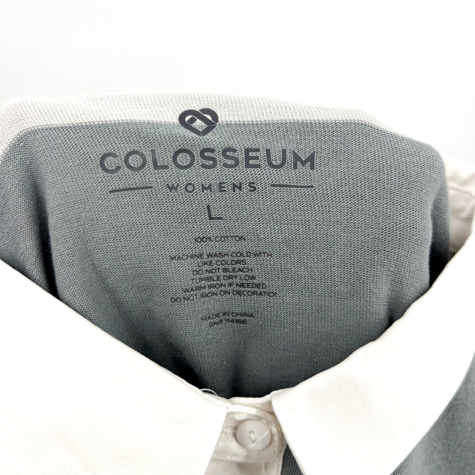 COLOSSEUM Womens World Peace Rugby Shirt Large Grey White Sam Houston NWT
