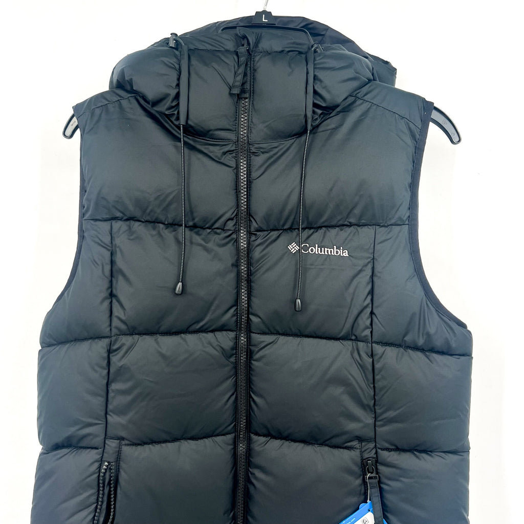 COLUMBIA Women's Pike Lake II Insulated Vest Small Black Full Zip Hooded NWT