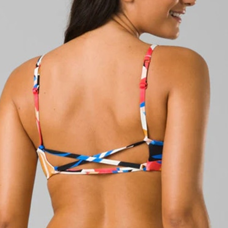 PRANA Women's Jess Reversible Bikini Top XS Pink Tropics Print Floral Swim NWT