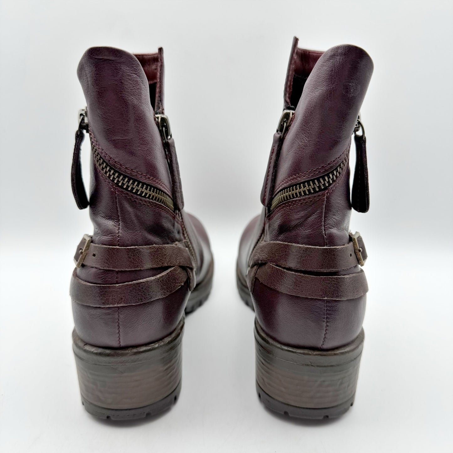 Bueno Womens Fallon Bootie EU 38 US 7.5-8 Dark Red Purple Leather NIB