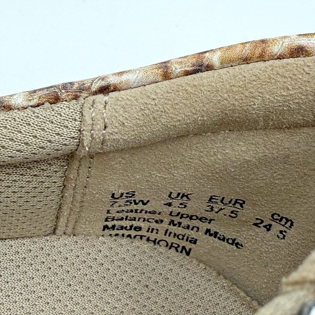 Naturalizer Womens Hawthorn Sneakers Size 7.5 Wide Tan Snake Leather Slip On NIB