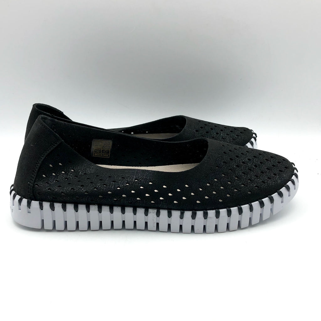 ILSE JACOBSEN Women's Tulip Ballet Flats EU 38 US 8 Black Laser-Cut NWOB