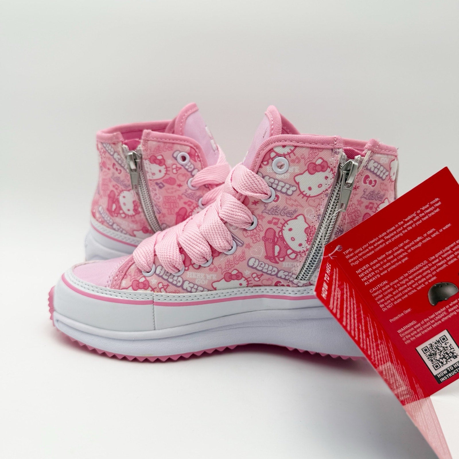 Heelys Girls Veloz Chi Hello Kitty Sneakers US 3 EU 34 Pink Canvas NIB