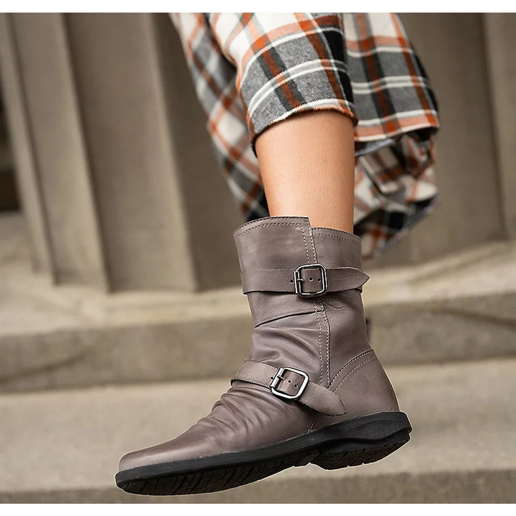 Miz Mooz Womens Pasha Mid Calf Boots EU 39 US 8.5 Grey Leather NIB
