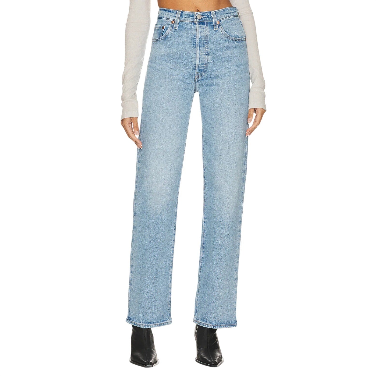 LEVI'S Womens Ribcage Straight Leg Jeans 26x32 Light Wash 79078-0010 EUC