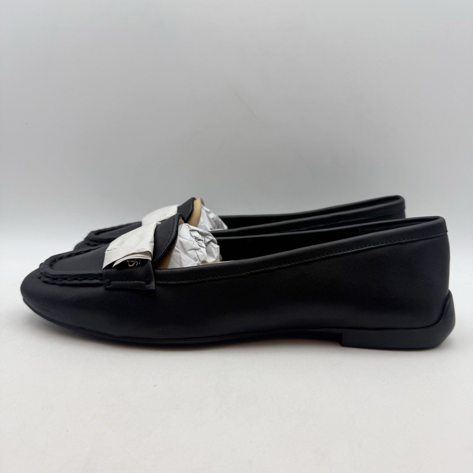 Franco Sarto Womens Faris Slip On Flats US 9.5 Black Vegan Leather Loafers NIB