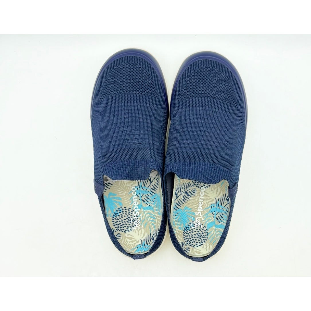 Spenco Womens Blissful Casual Slip On Shoes 8.5 WIDE Dark Navy Blue Mules NIB