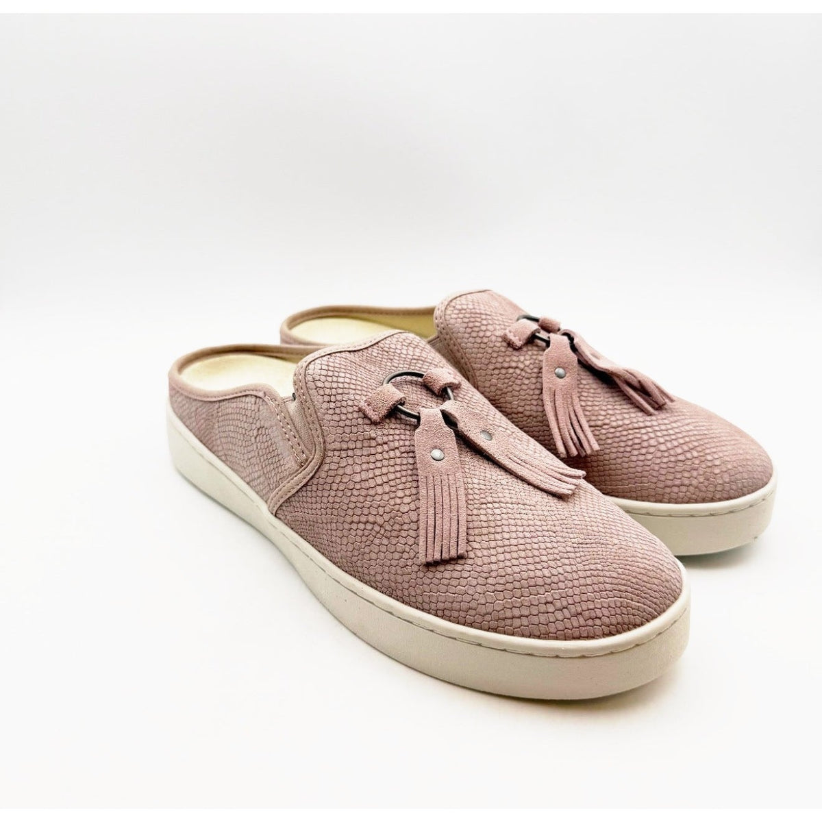 Spenco Women's Bindie Slide Slip On Shoe 9 Wide Blush Pink Embossed Suede NIB
