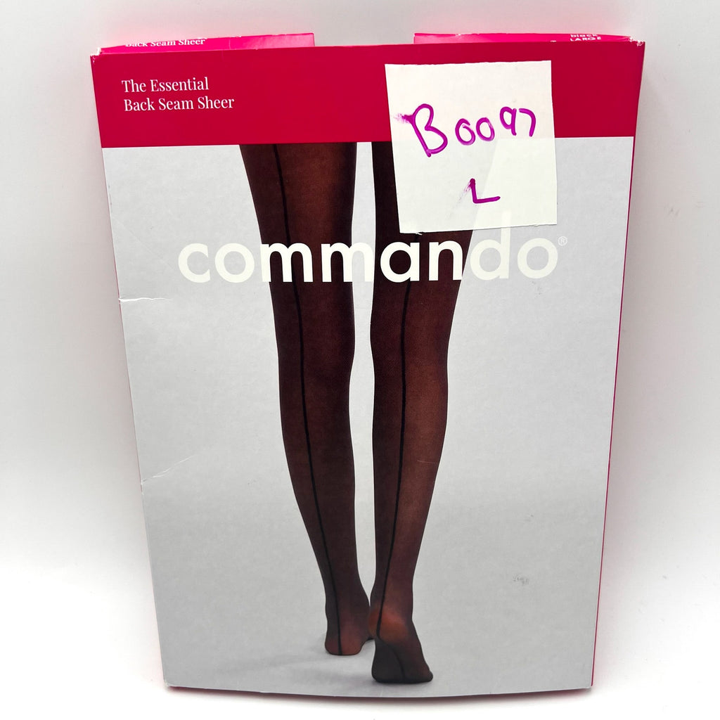 COMMANDO Women's The Essential Back Seam Sheer Tights Large Black Pantyhose NWT