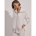 VARLEY Women's Raleigh Zip-Through Sweatshirt Medium Ivory Marl DoubleSoft NWOT