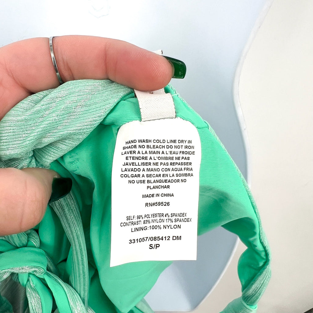 BECCA Oragami Textured Knotted One Piece Swimsuit Small Green Aqua Sea NWT