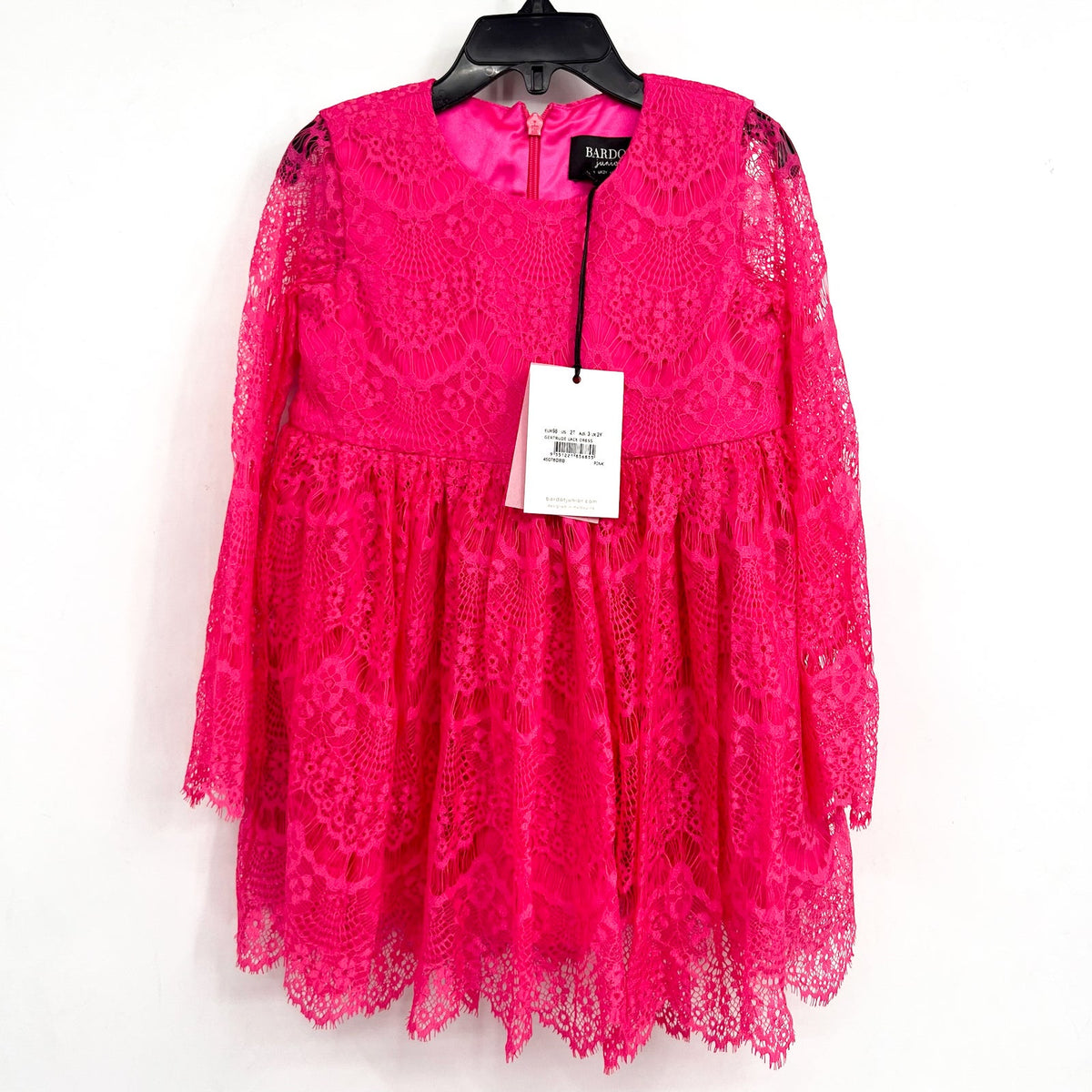 BARDOT JUNIOR Girl's Gertrude Lace Dress Size 2T Pink Long Sleeve NWT