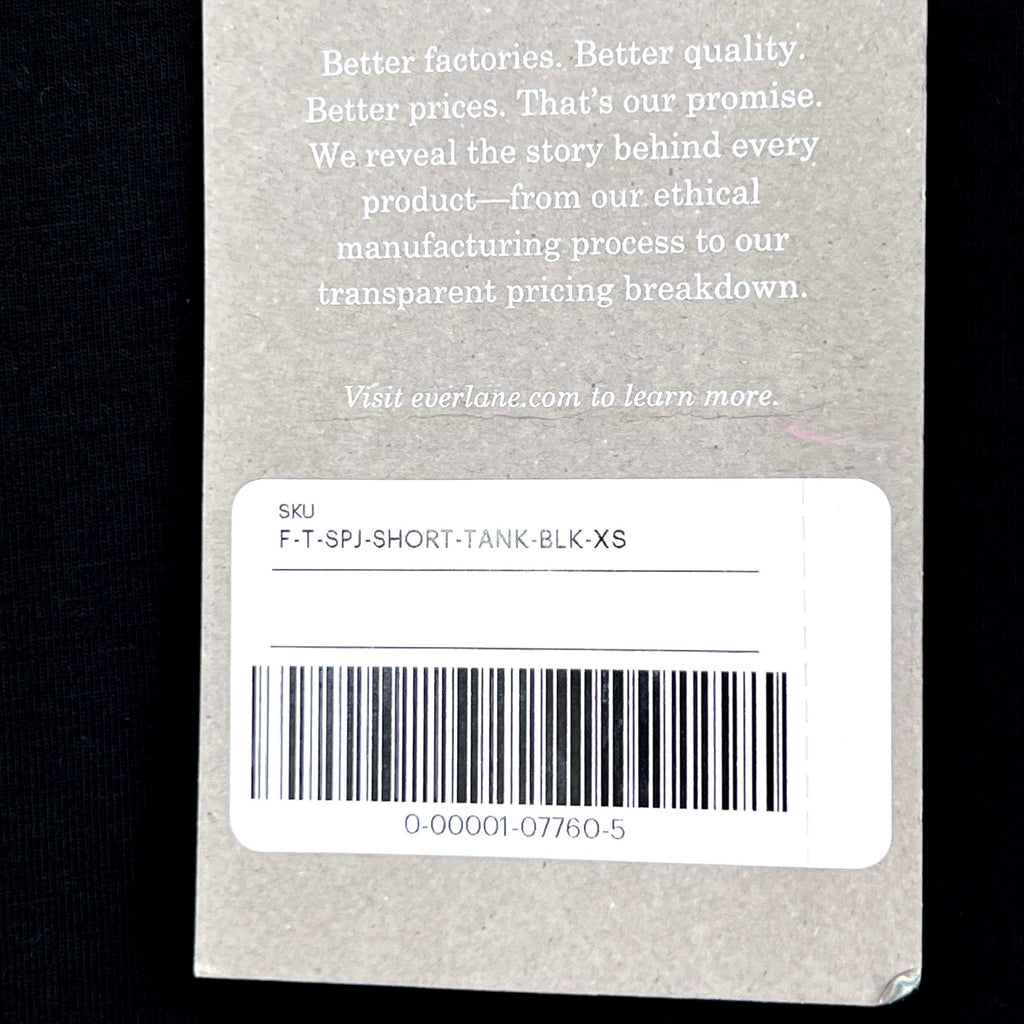 EVERLANE Women's The Supima Form Tank Top XS Black Sleeveless Crewneck NWT