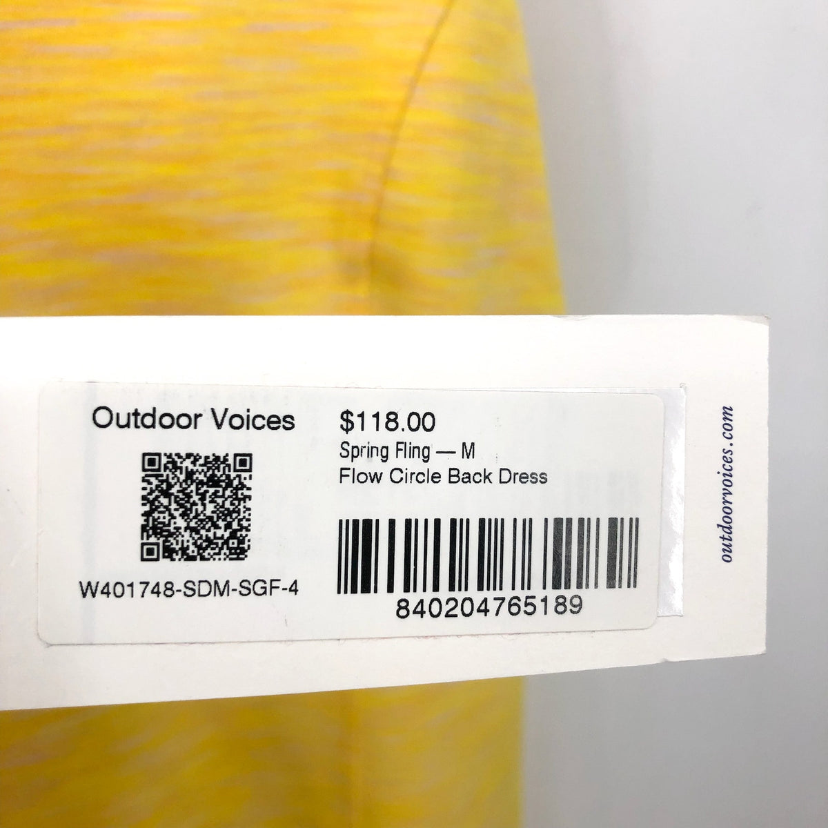 OUTDOOR VOICES Women's Flow Circle Back Dress Medium Spring Fling Yellow NWT