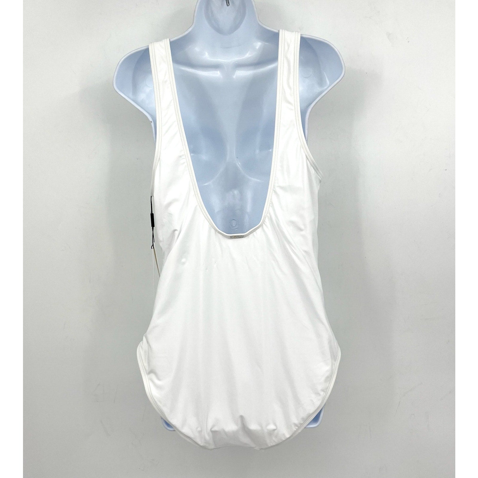 CALVIN KLEIN Women's High Neck Cutout One Piece Swimsuit Size 14 White NWT