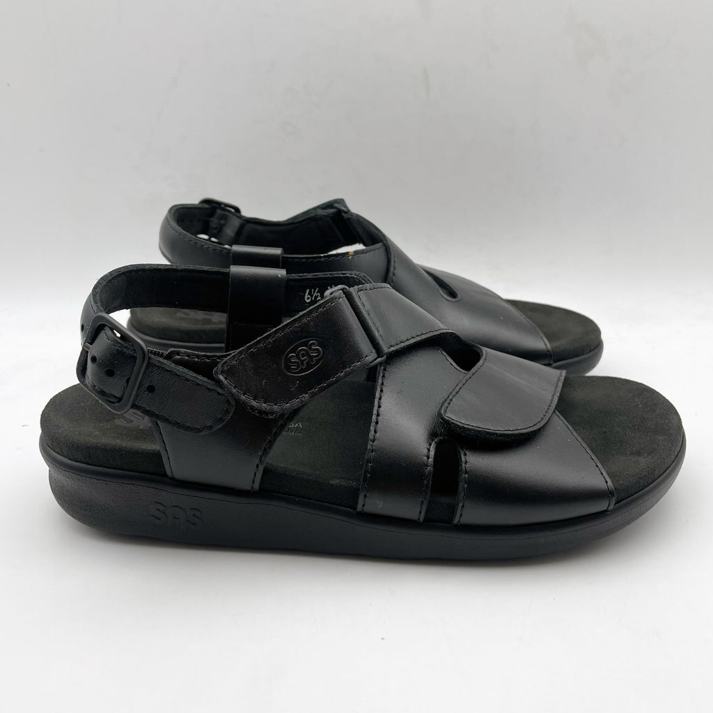 SAS Womens Huggy Adjustable Comfort Sandal US 6.5M EU 37 Black Leather NWOB