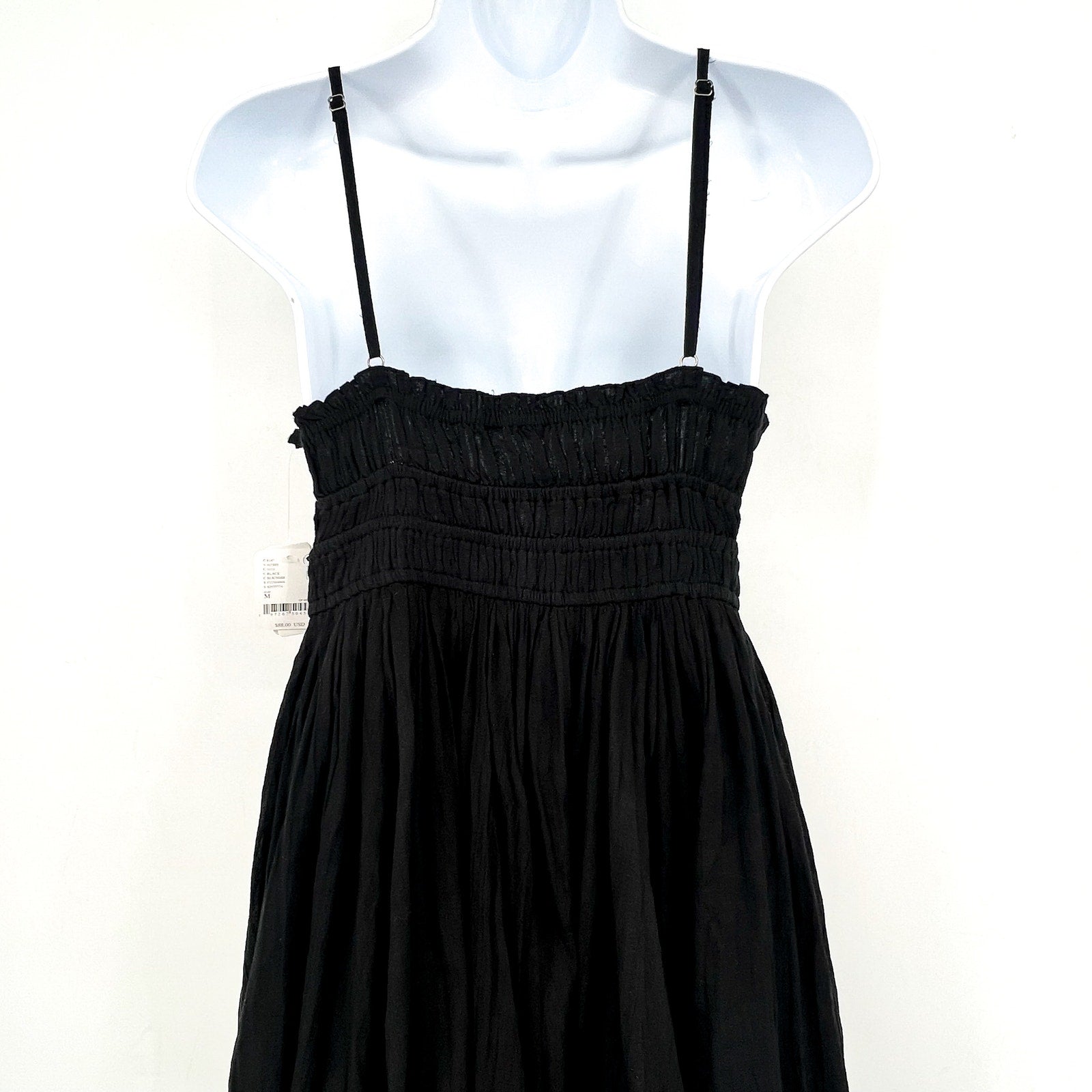 FREE PEOPLE Women's One Delia Slip Dress Medium Black Sundress Gauze NWT