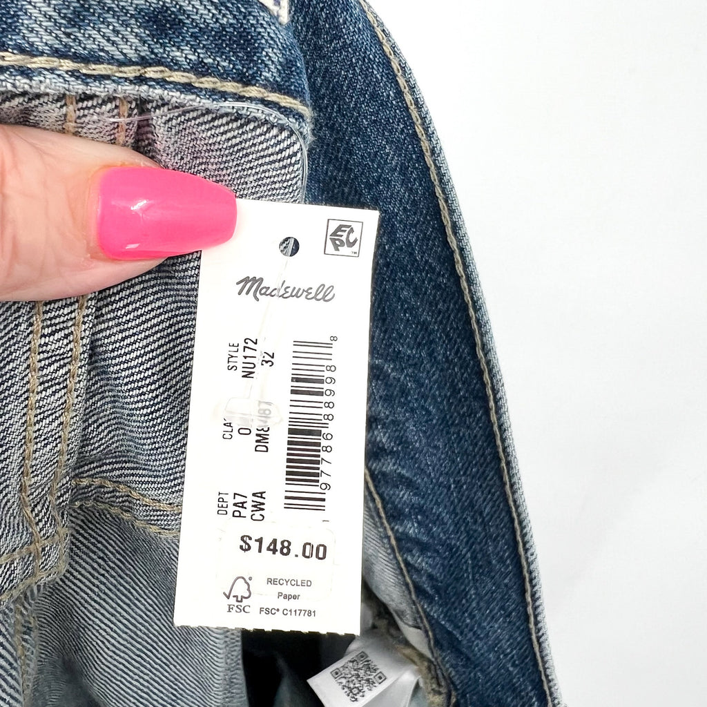 MADEWELL Women's Baggy Crop Jeans Size 32 US 14 Croswell Blue NU172 Denim NWT