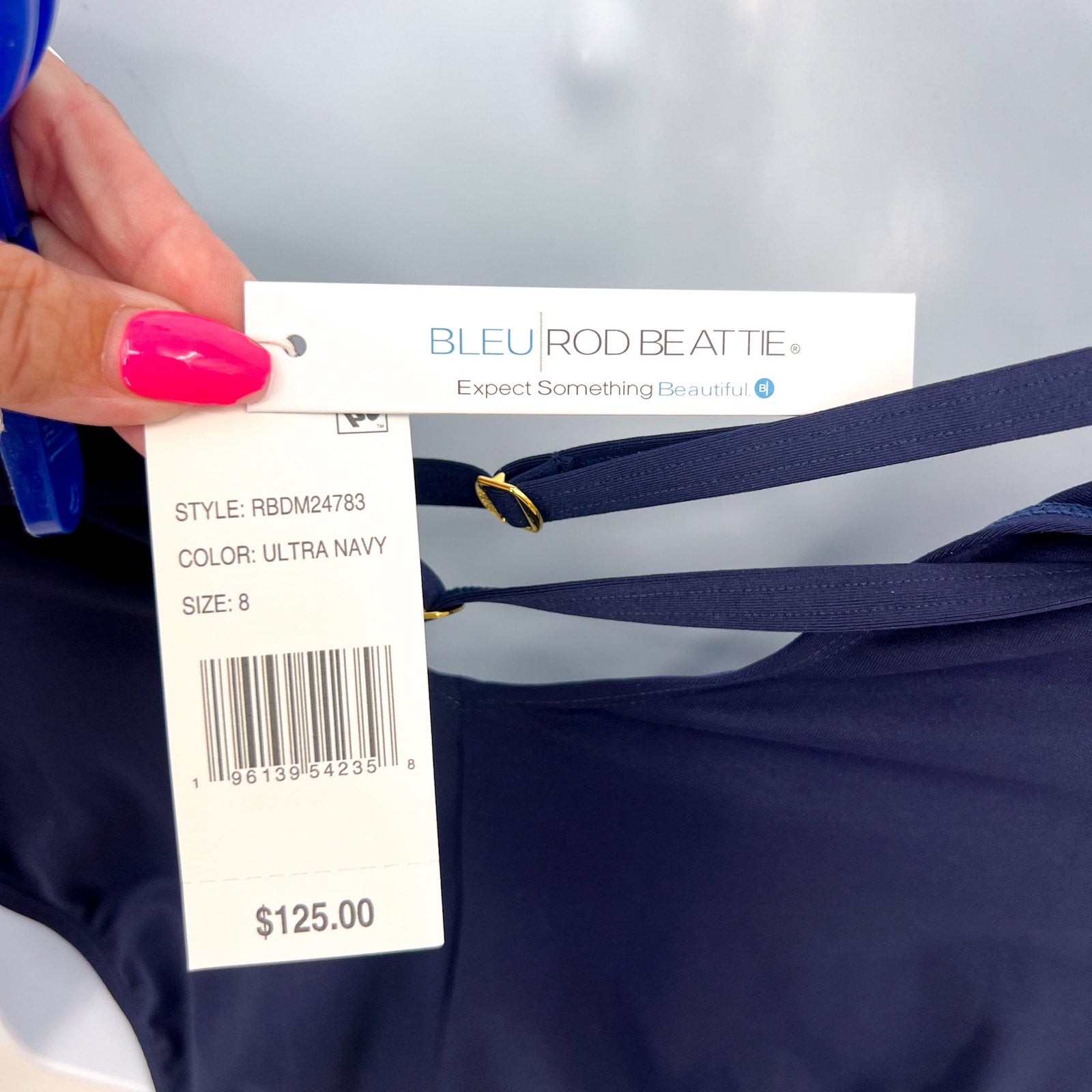 BLEU ROD BEATTIE Don't Mesh With Me One Piece Swimsuit Size 8 Navy Blue NWT