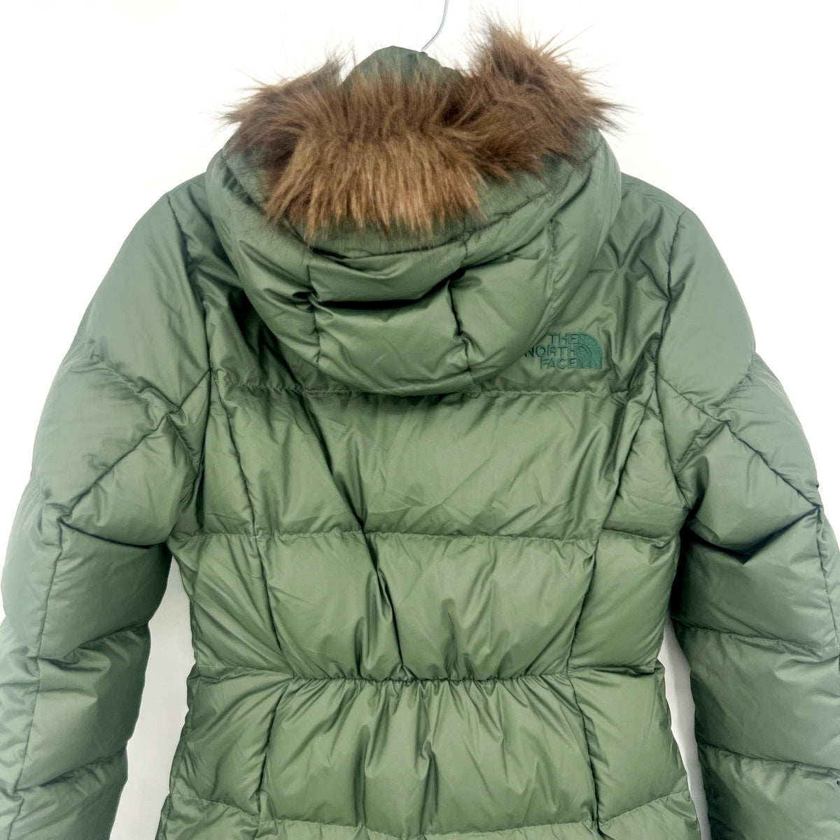 THE NORTH FACE Women’s New Dealio Down Parka Jacket XS Thyme Green Hood NWT