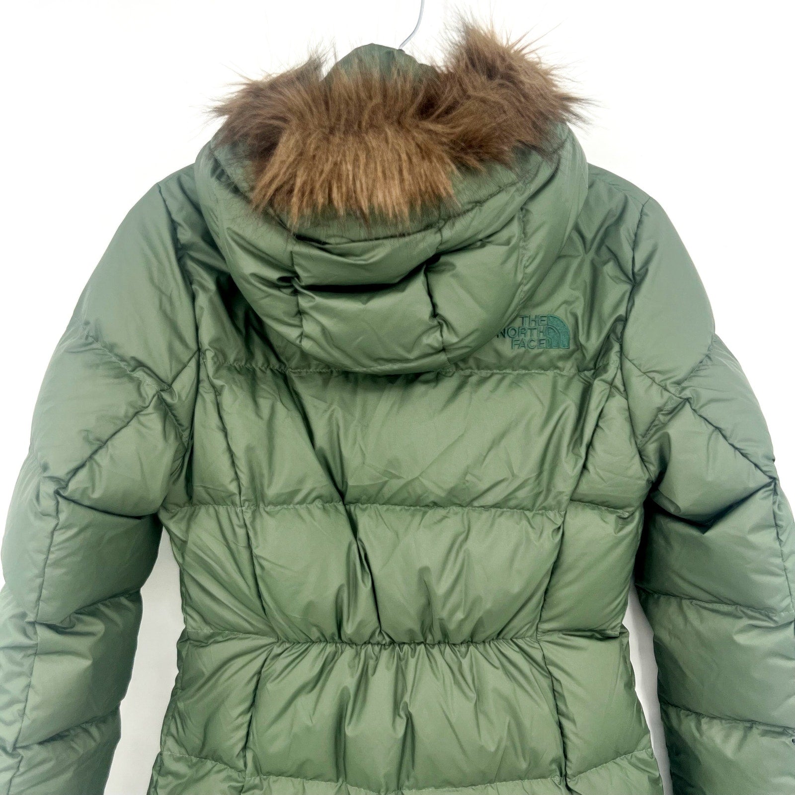 THE NORTH FACE Women’s New Dealio Down Parka Jacket XS Thyme Green Hood NWT