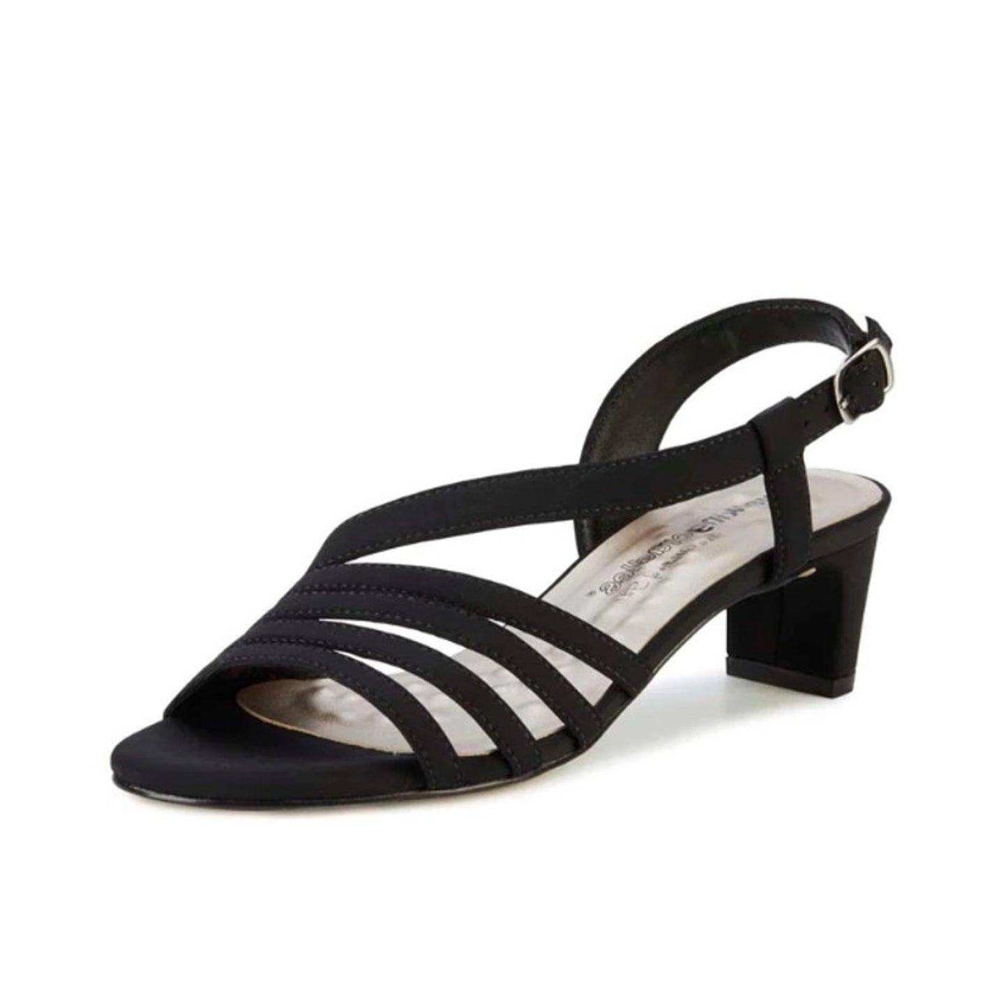 WALKING CRADLES Women's Lettie Dress Sandals US 6 Black Heel Fabric NIB