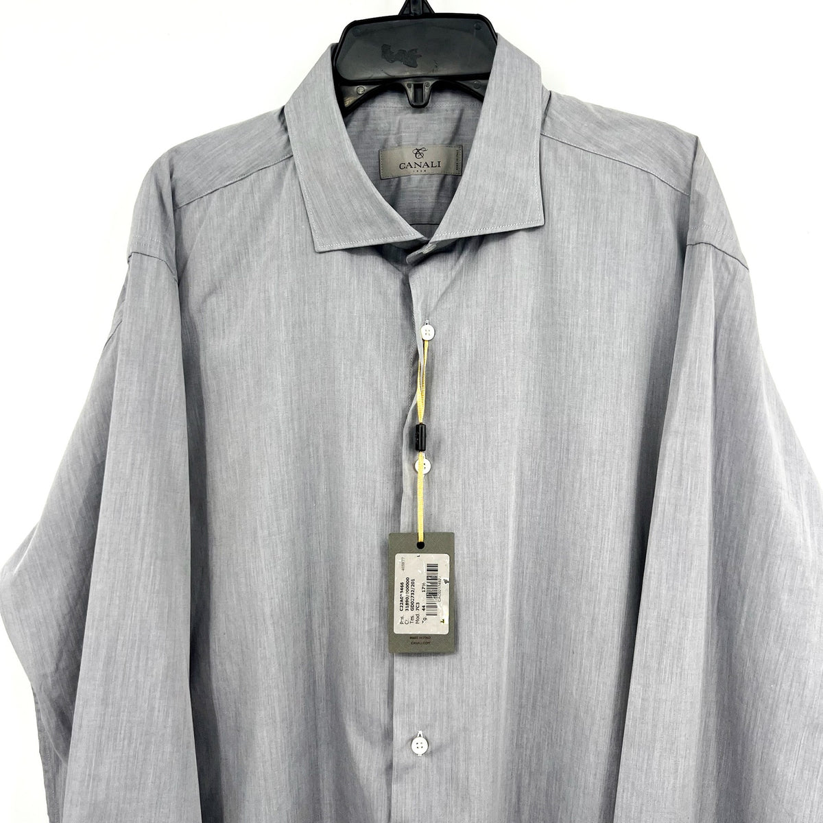 CANALI Mens Cotton Long Sleeve Dress Shirt US 44/17.5 Large Grey Button Up NWT