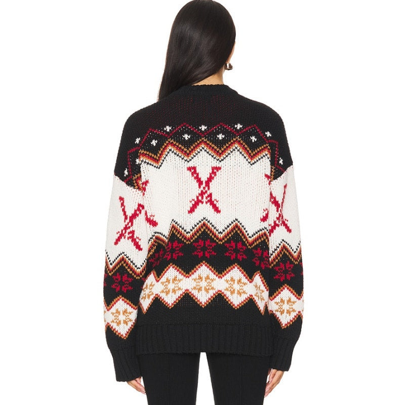 SHOW ME YOUR MUMU Women's Ski in Sweater Medium Black White Red Knit NWT