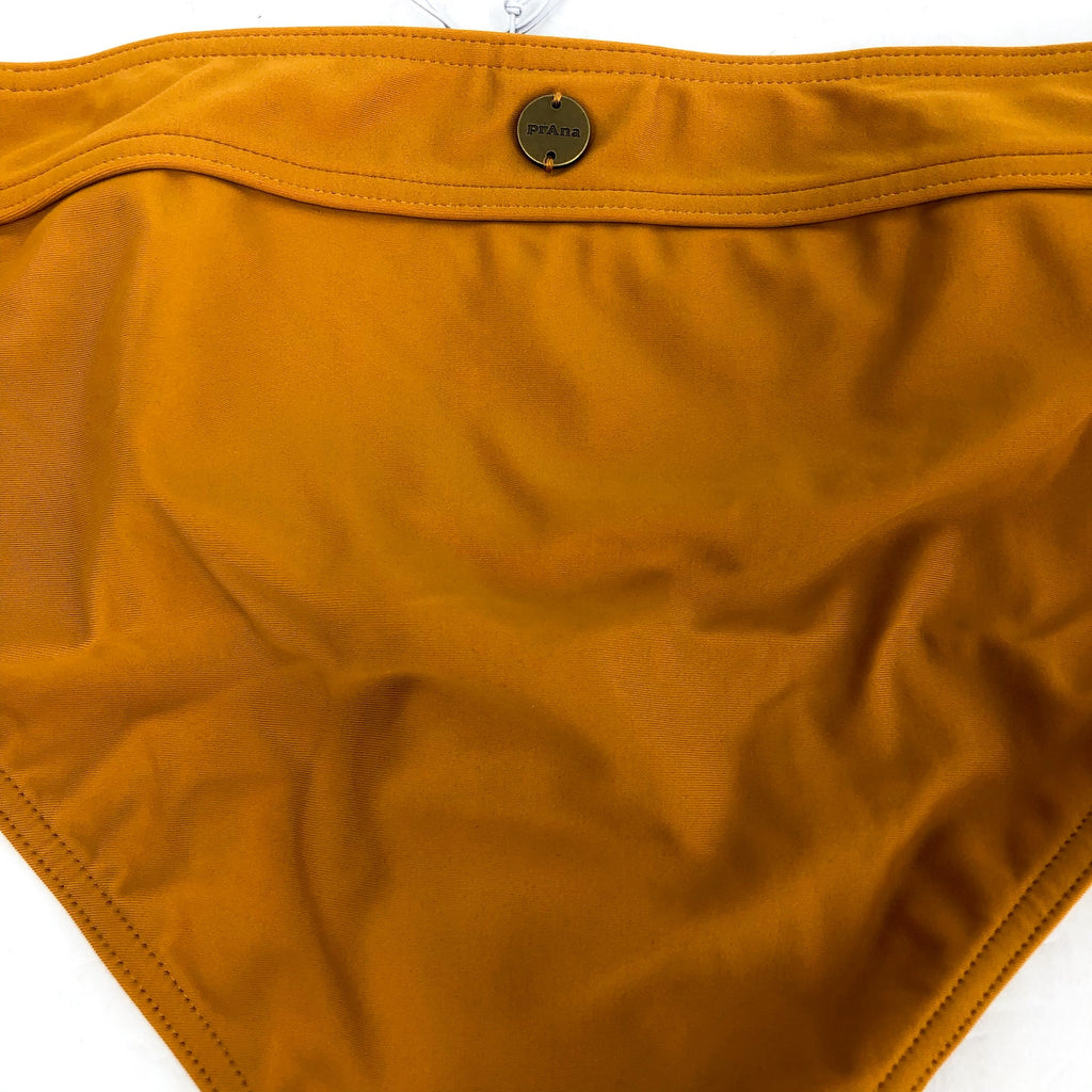 PRANA Womens Ramba Bikini Bottom Small Yellow Deep Solstice Banded Waist NWT