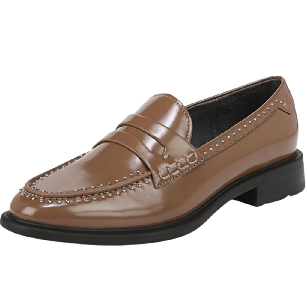 Franco Sarto Womens Eden Studded Loafers Size 7.5 Toffee Brown Slip On NWOB