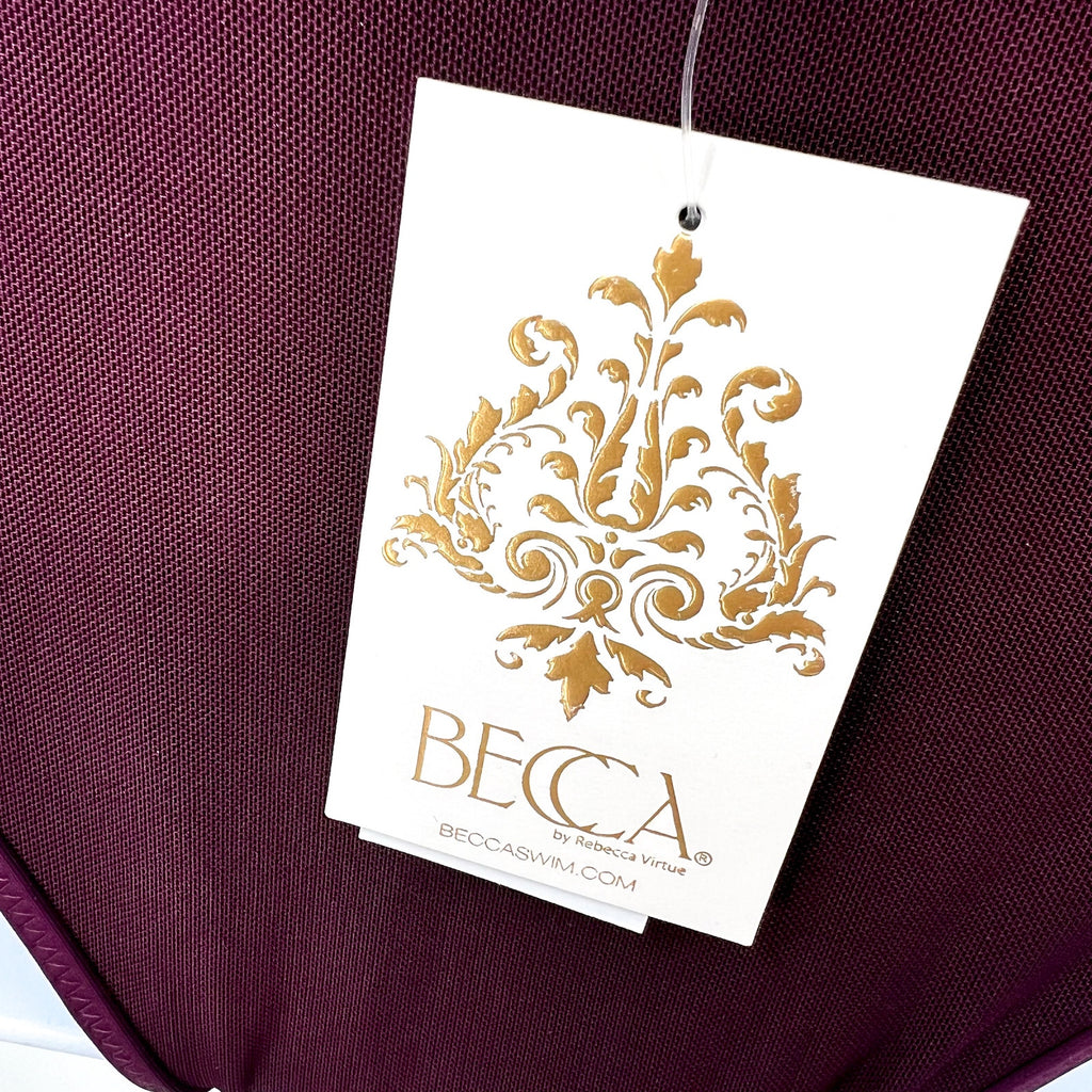 BECCA Women's Muse Mesh-Inset Side-Tie Bikini Bottoms XS Purple Aubergine NWT