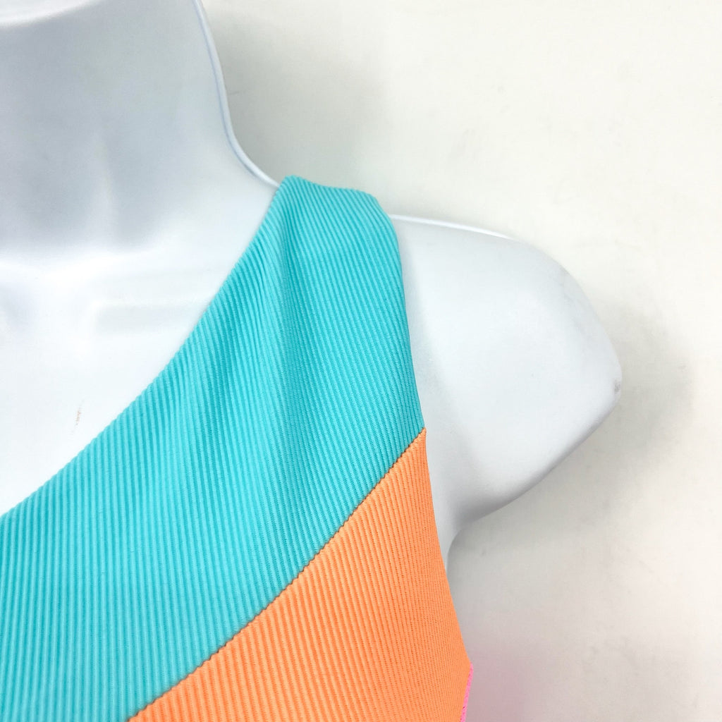 BEACH RIOT Joyce One Shoulder One Piece Swimsuit Small Pink Blue NWOT