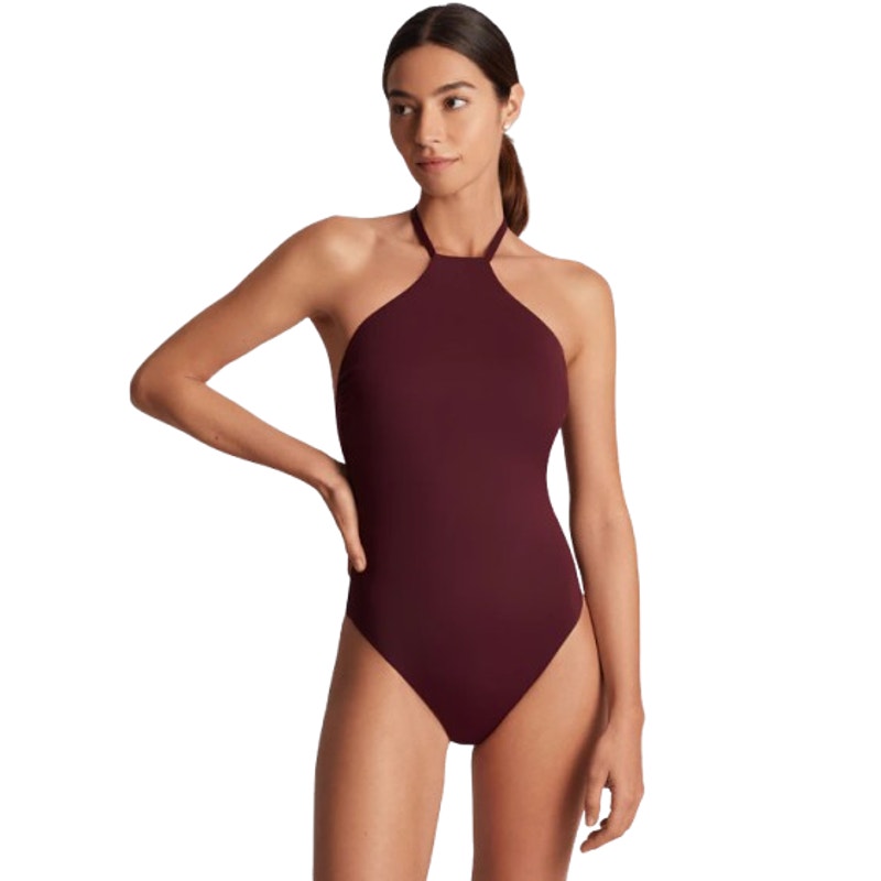 LAUREN RALPH LAUREN Beach Club High Neck One Piece Swimsuit Size 14 Red NWT