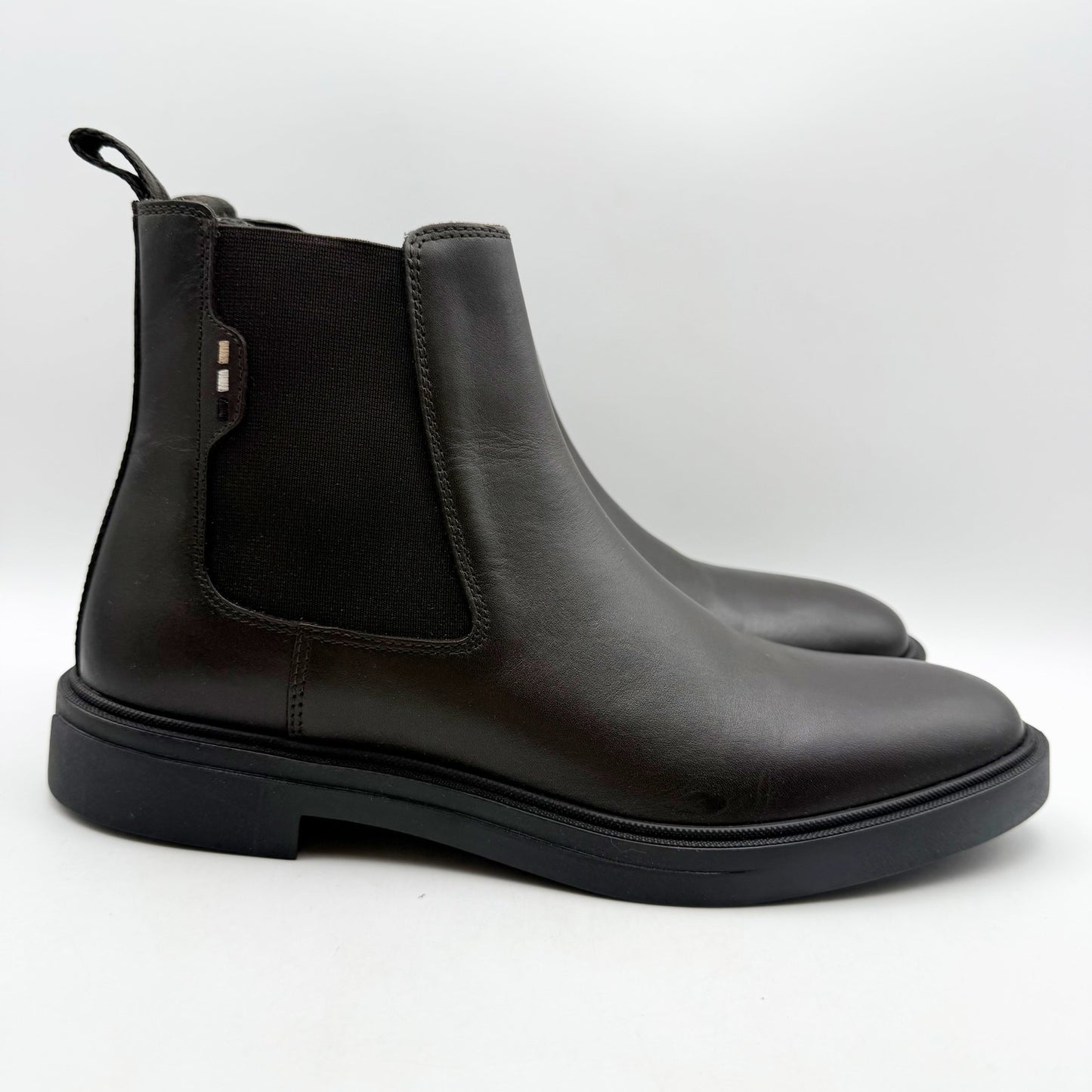 Boss Mens Calev Chelsea Ankle Boots EU 40 US 7 Dark Brown Leather NWOB