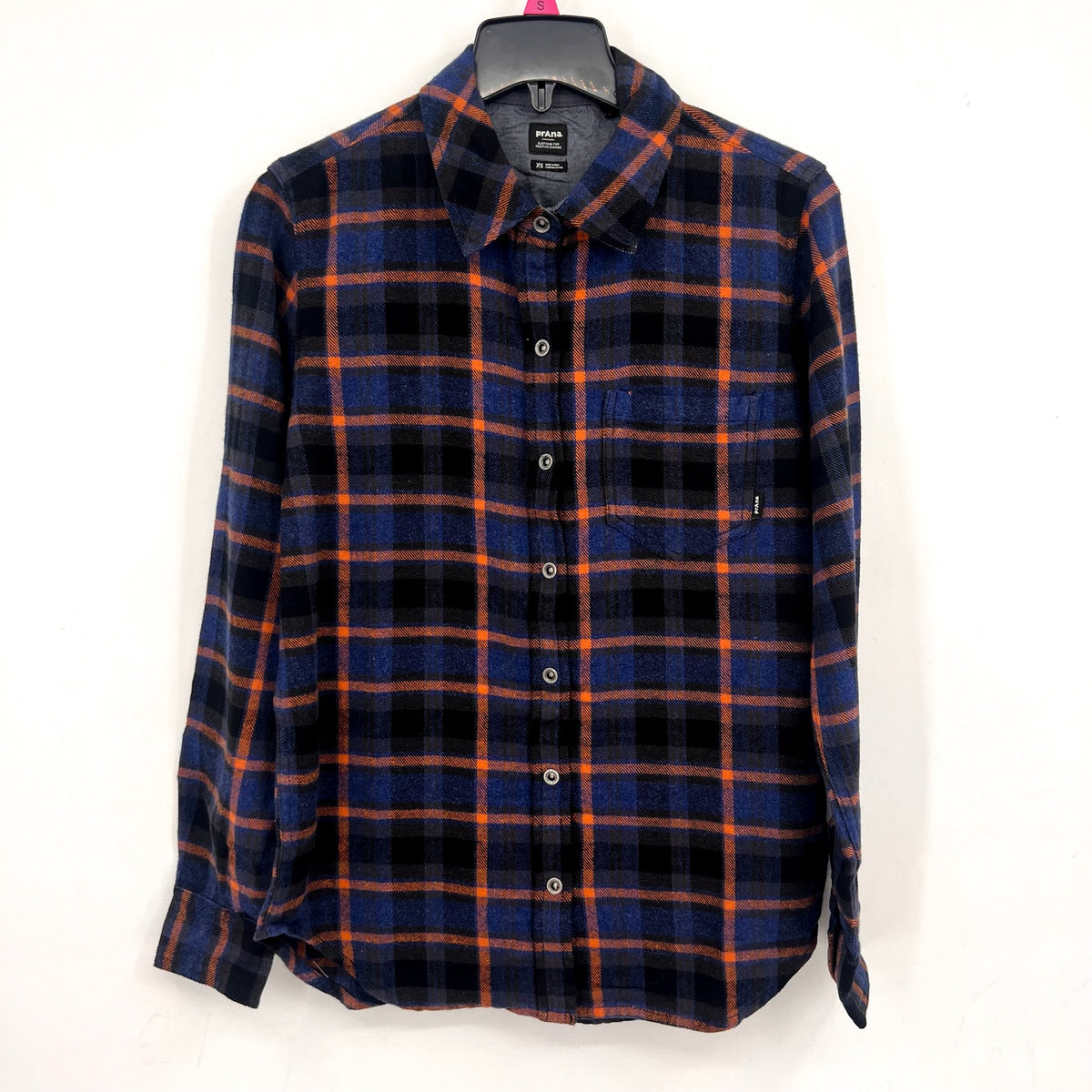 PRANA Women's Golden Canyon Flannel Shirt Large Rich Sapphire Plaid NWT