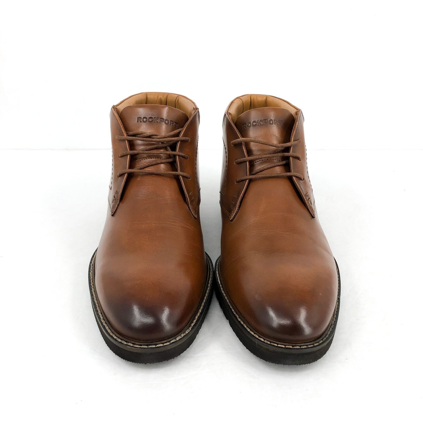 Rockport Mens Flynn Lace-up Ankle Boots US 9.5 XW EU 43 Brown Leather NIB