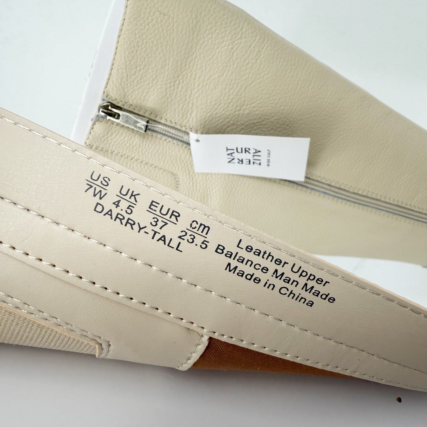 Naturalizer Womens Darry Knee High Boots US 7 Beige Leather Water-Repellent NIB