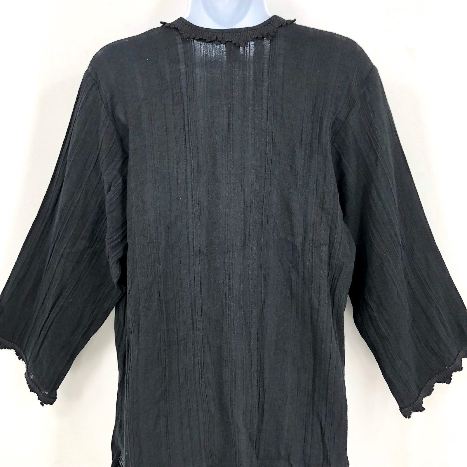 ROBIN PICCONE Women's Jo Tunic Cover Up Small Black 3/4 Sleeves Lace Vneck NWOT