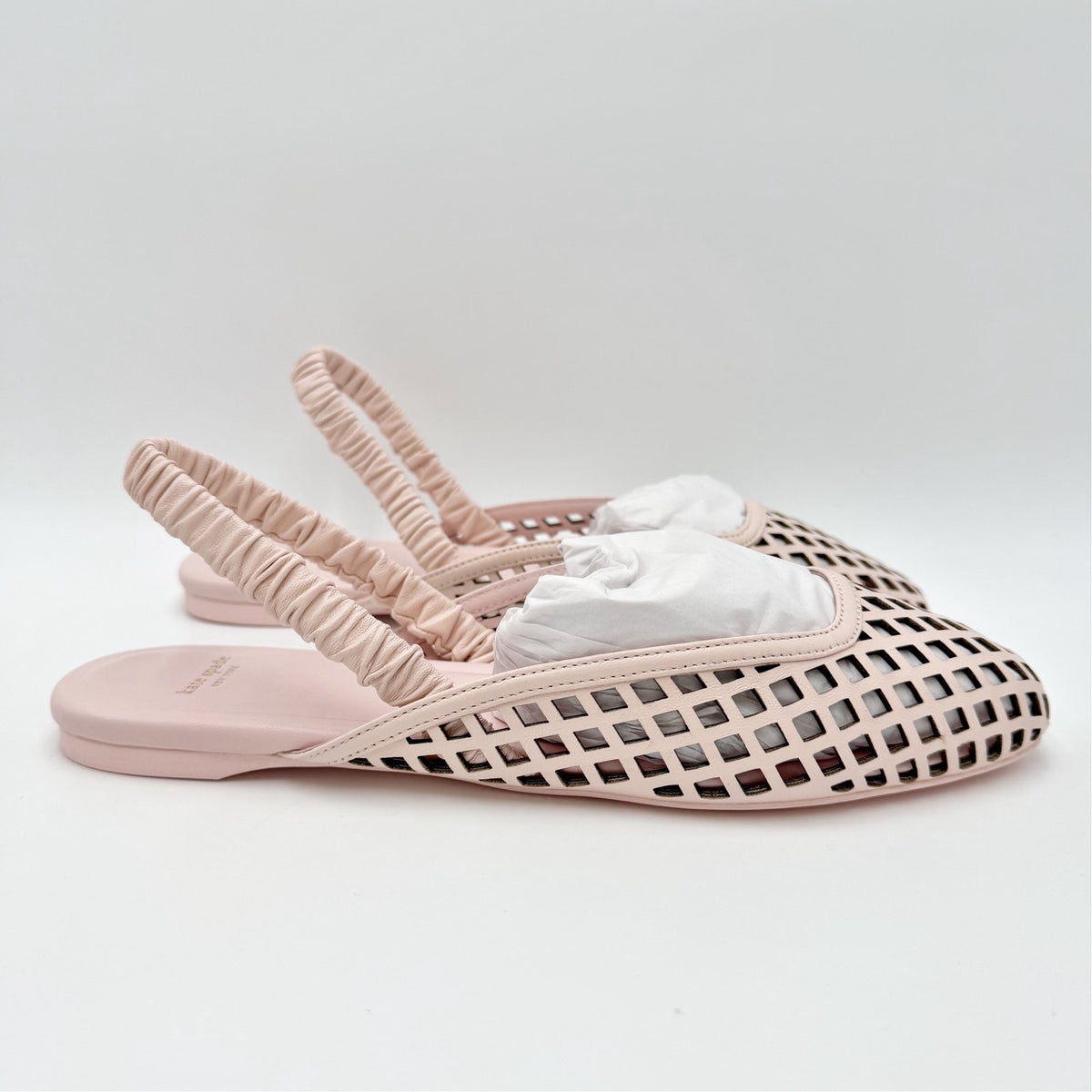 Kate Spade Womens Eloise Slingback Flats Size 9 B Pink Leather Laser Cutout NIB