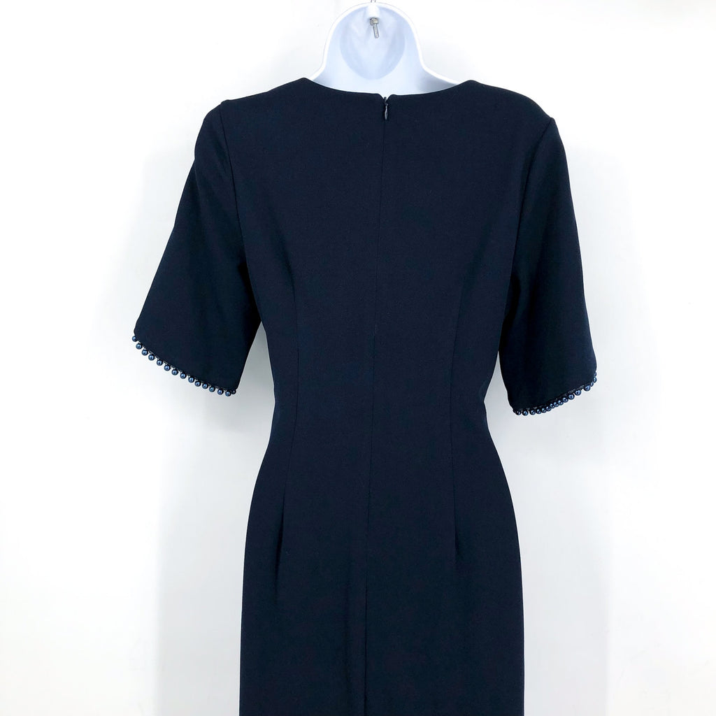 ADRIANA PAPELL Tulip Sleeve Column Gown Size 6 Navy Blue Midnight Pearl NWOT