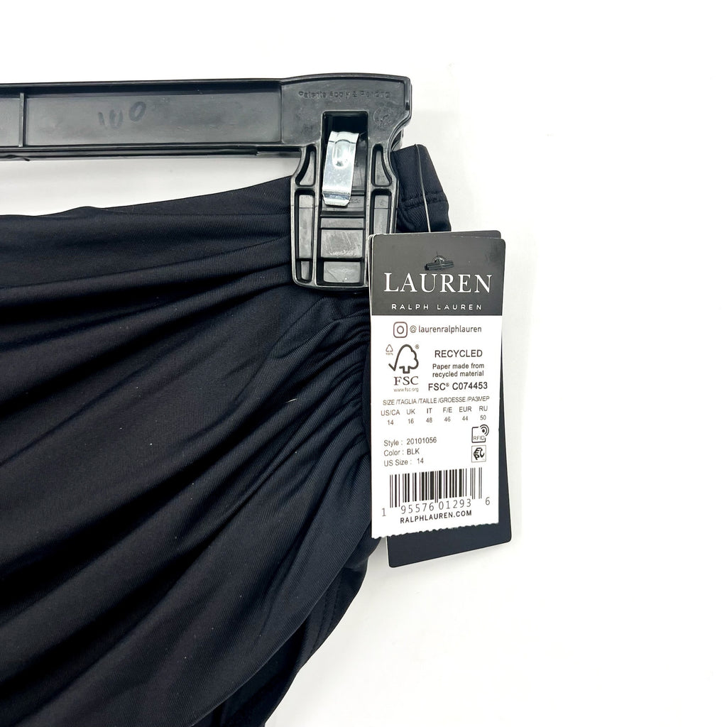 LAUREN RALPH LAUREN Slimming High Waist Bikini Bottom Size 14 Black Beach Club
