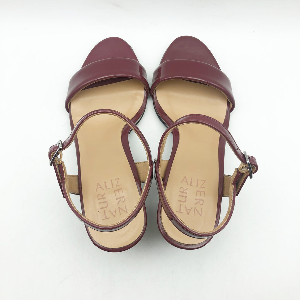 Naturalizer Womens Bristol Heel Sandals Size 6M Red Cranberry Vegan Leather NIB