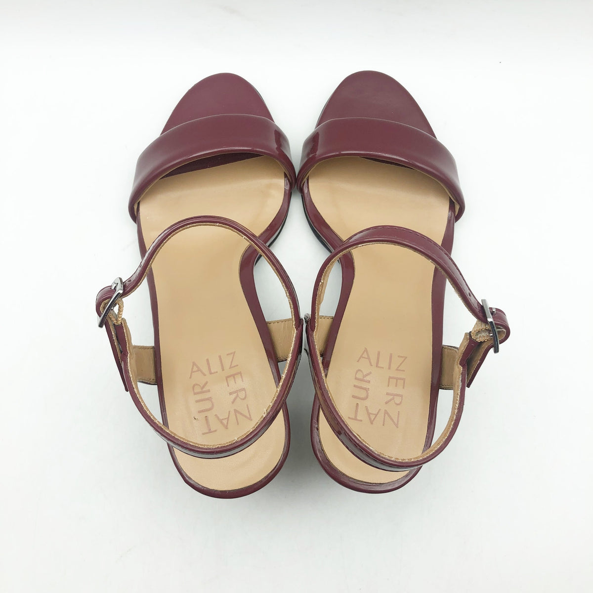 Naturalizer Womens Bristol Heel Sandals Size 6M Red Cranberry Vegan Leather NIB
