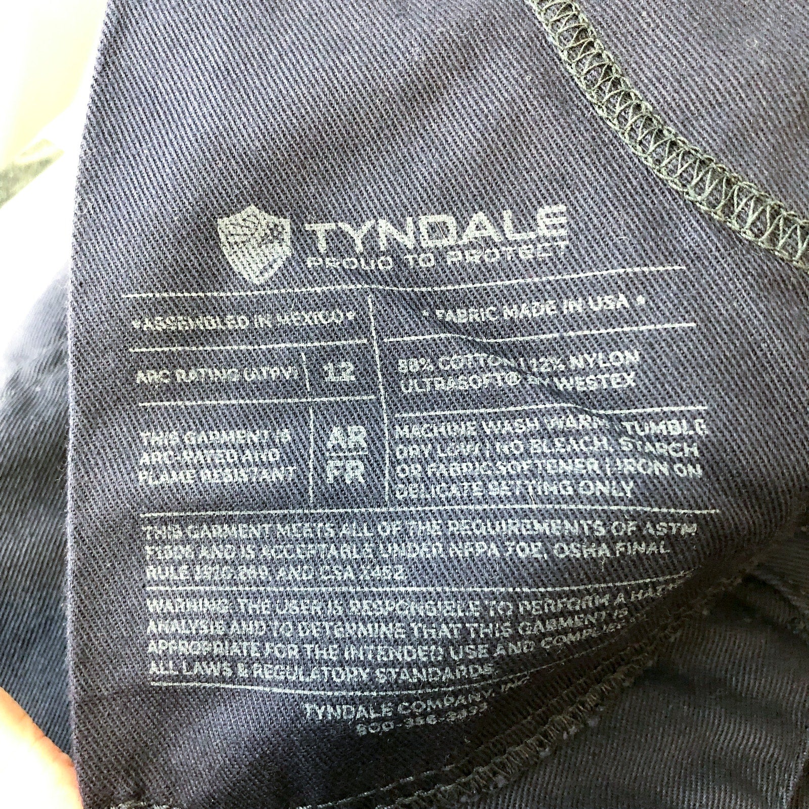 TYNDALE Mens FR CAT2 Industrial Work Pants 34x32 Dark Navy Blue Straight NWOT