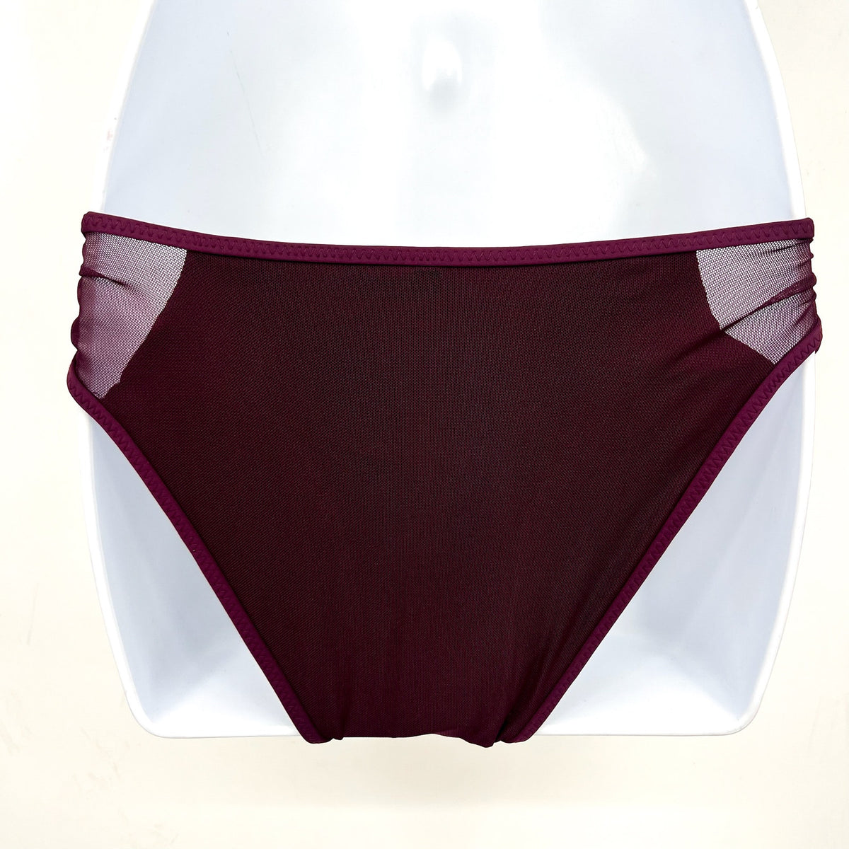 BECCA Women's Muse Mesh-Inset Side-Tie Bikini Bottoms XS Purple Aubergine NWT