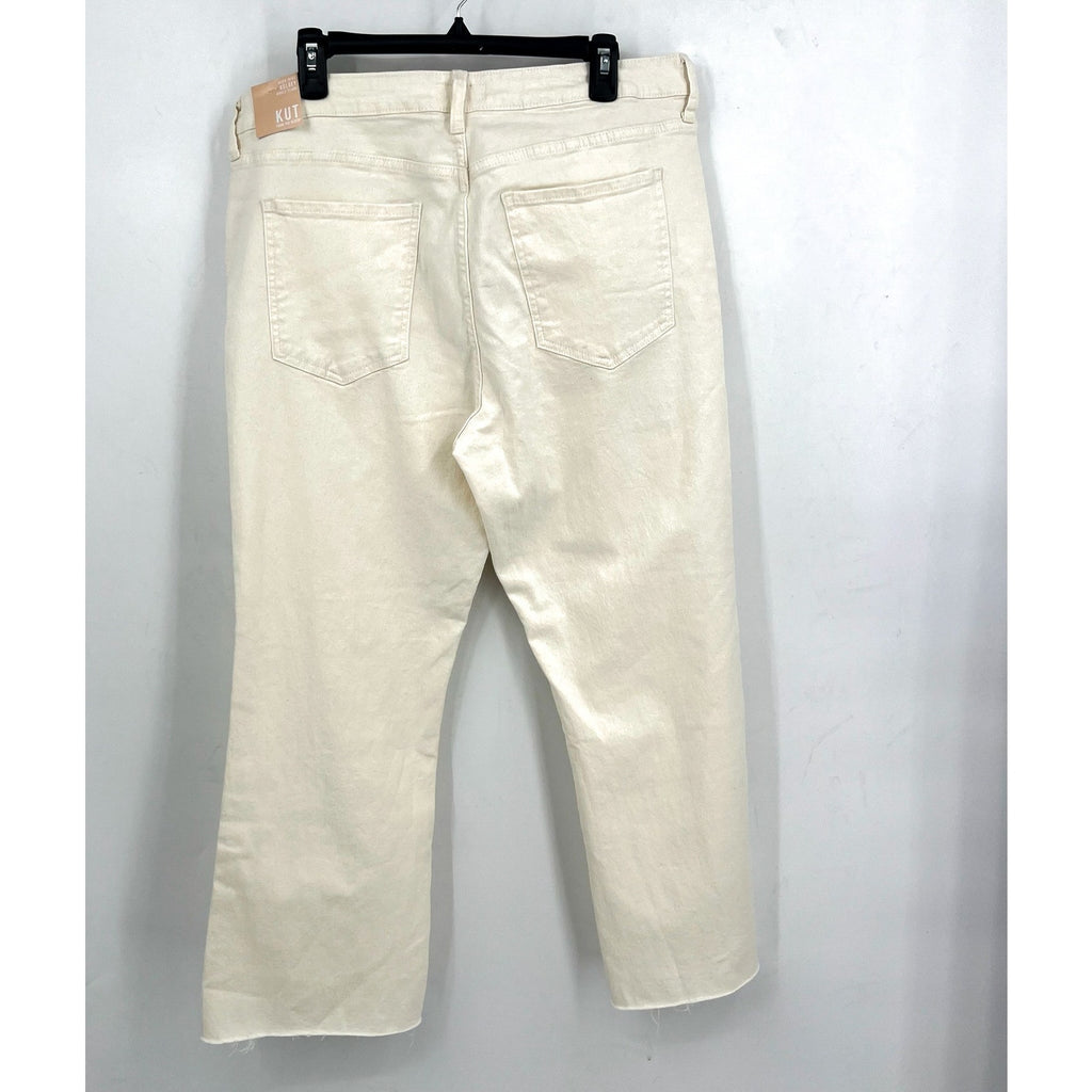 KUT FROM THE KLOTH Kelsey Ankle Flare Jeans Size US 16 Ecru Cream Denim NWT
