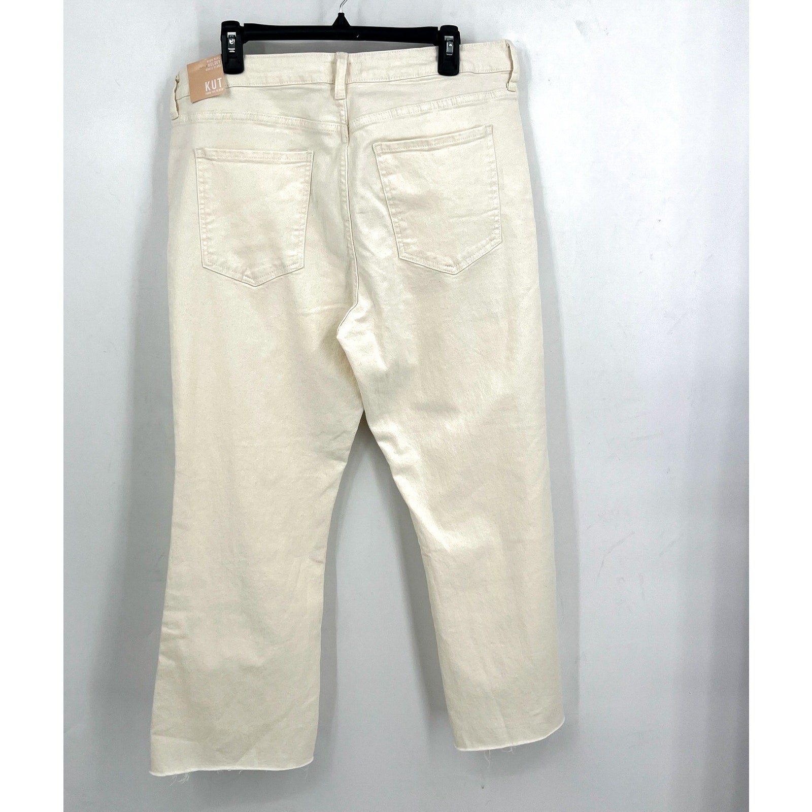 KUT FROM THE KLOTH Kelsey Ankle Flare Jeans Size US 16 Ecru Cream Denim NWT