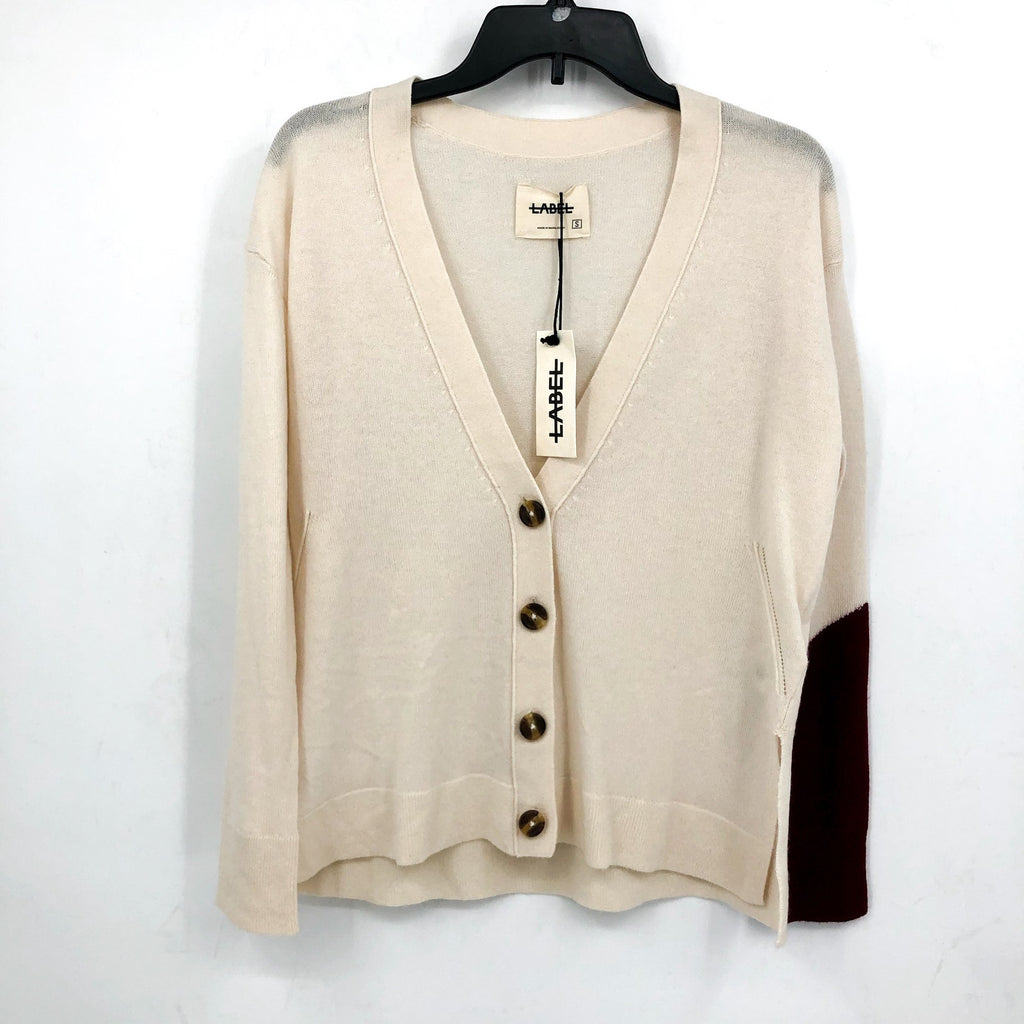 LABEL Women's Go-To Cardigan Sweater Small Putty Beige Wool Cashmere V-Neck NWT