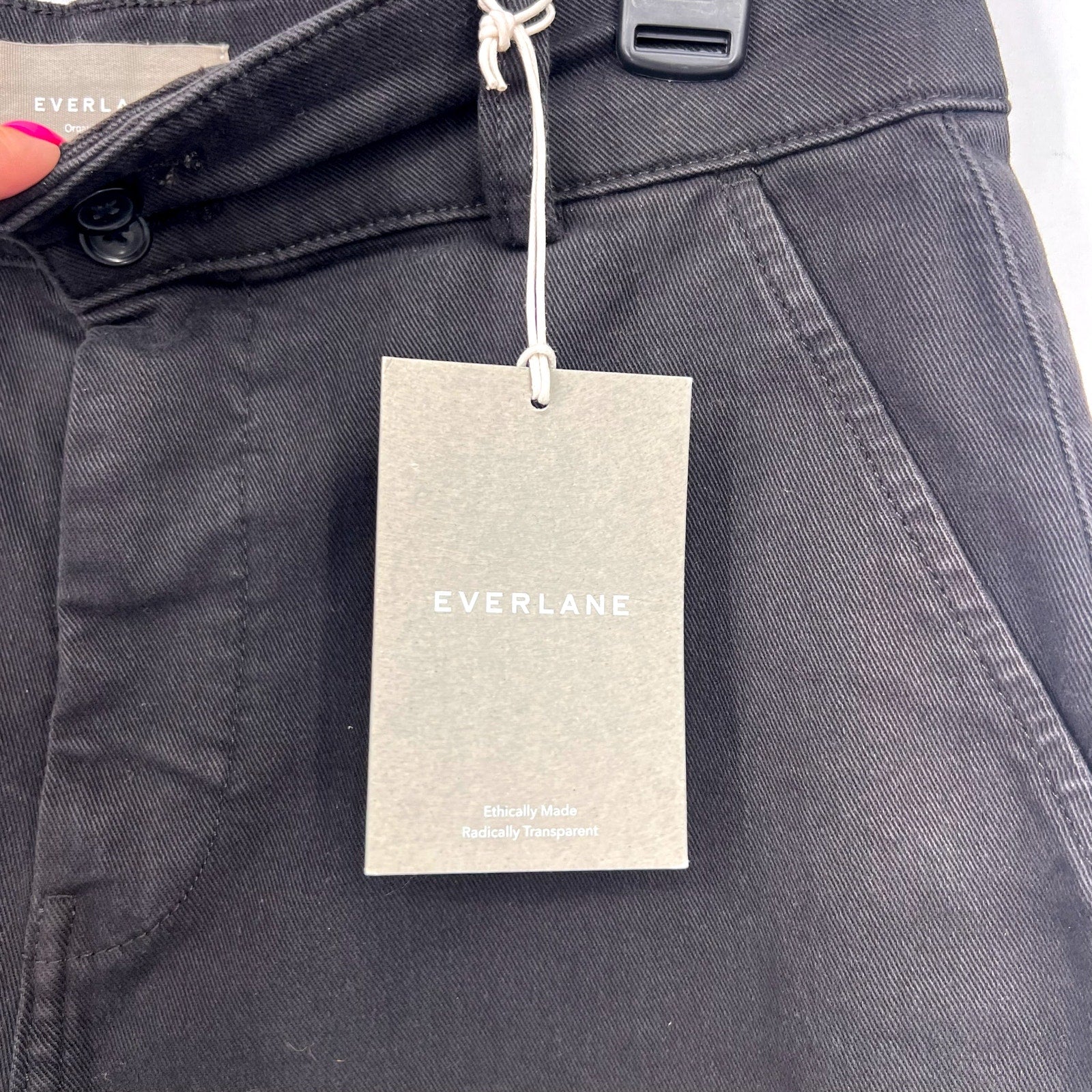 EVERLANE Women's The Organic Straight-Leg Pants Size 6 Black Utility Pockets NWT